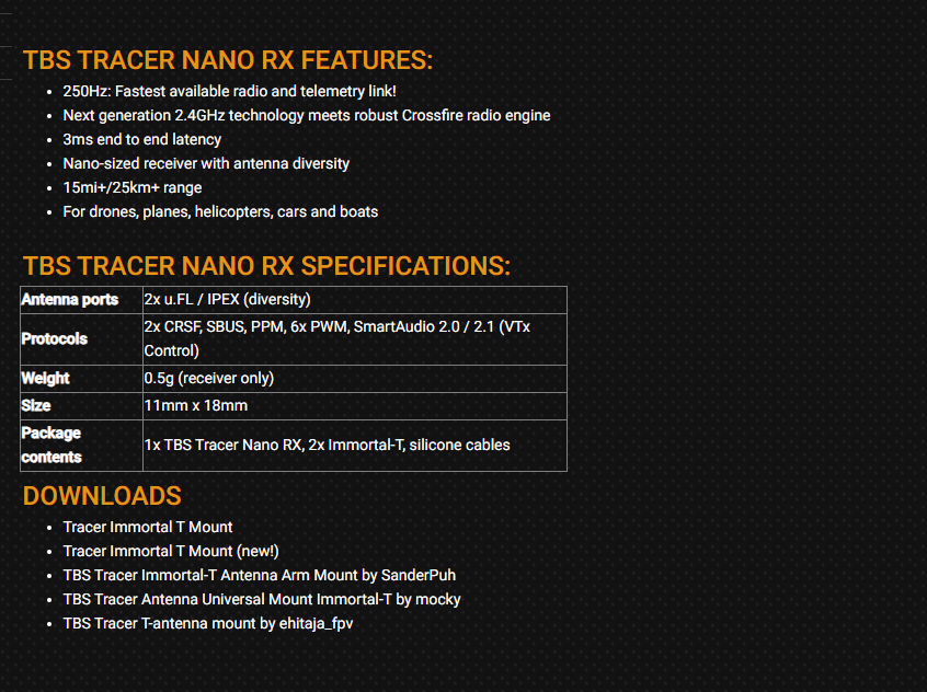 2026 TBS TRACER NANO RX - FPV  - đánh giá và giá Tbs Fpv Tracer